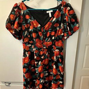 Leith Button Front Romper Black Dolce Floral S